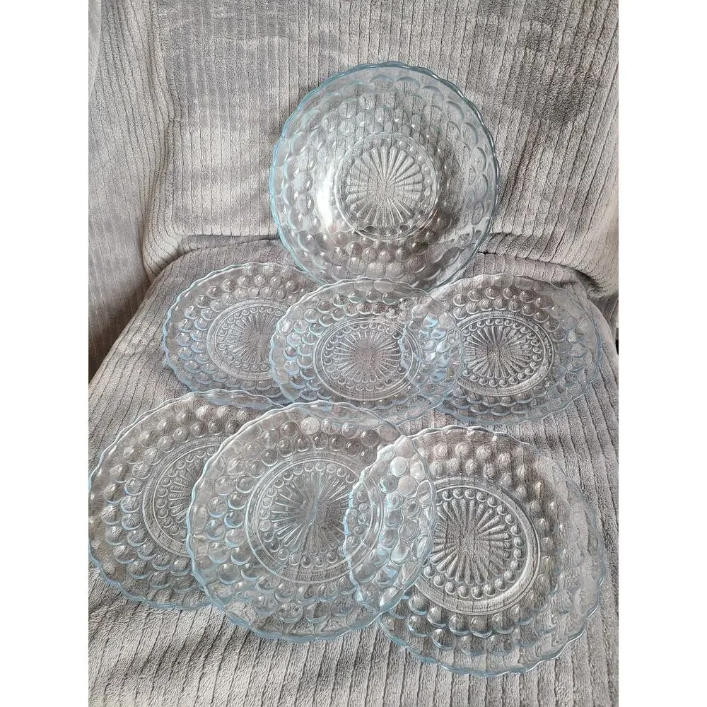 7 pc vintage Anchor Hocking bubble glass 6.5